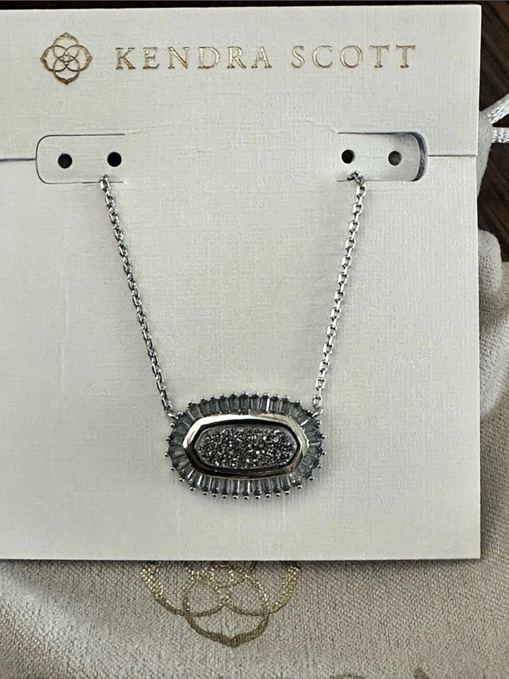 Kendra Scott Baguette Elisa Pendant Necklace Silver Pendant Necklace NWT
